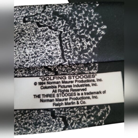 Three Stooges Golfing Neck Tie Vintage 90's Black White Ralph Marlin - Picture 5 of 5